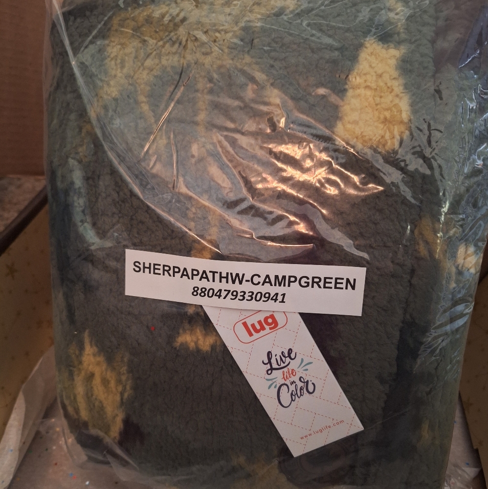 LUG Sherpa Throw Blanket in Camp Green from Fall 2023 Mystery Box!